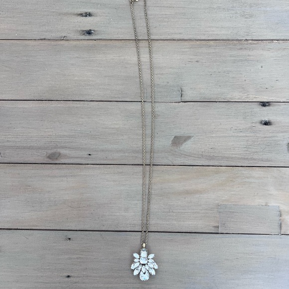 J.Crew Silver Crystal Pendant Necklace - Picture 2 of 3